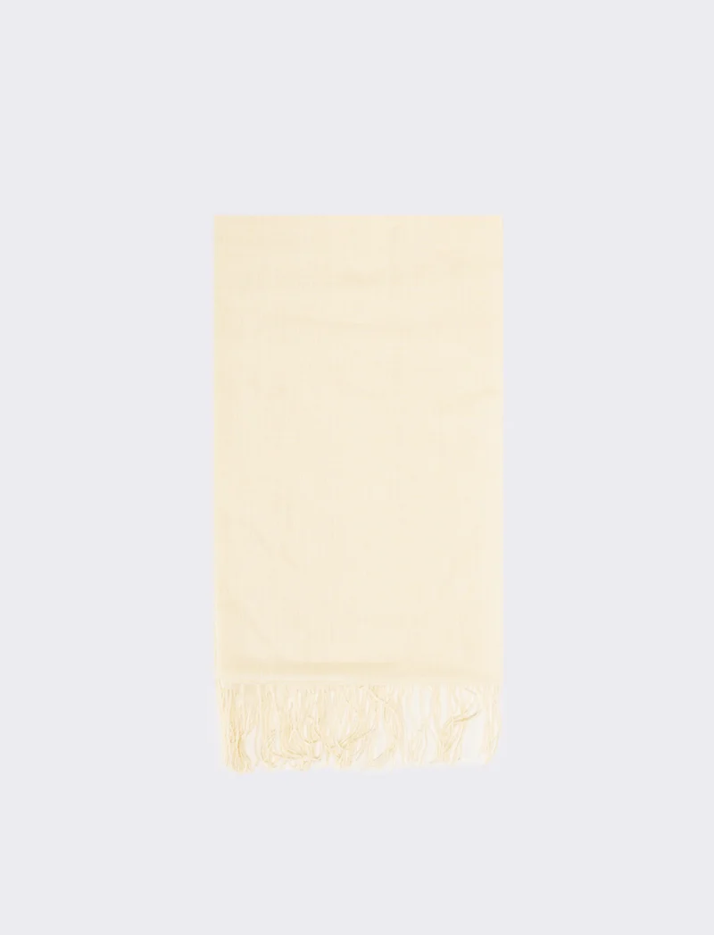 Foulard donna basic con frange - Bianco