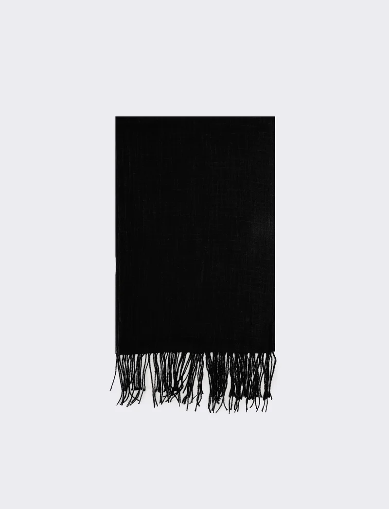 Foulard donna basic con frange - Nero