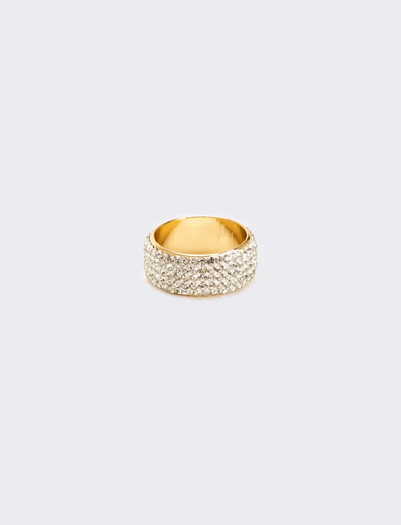 Anello donna fascia strass - Oro