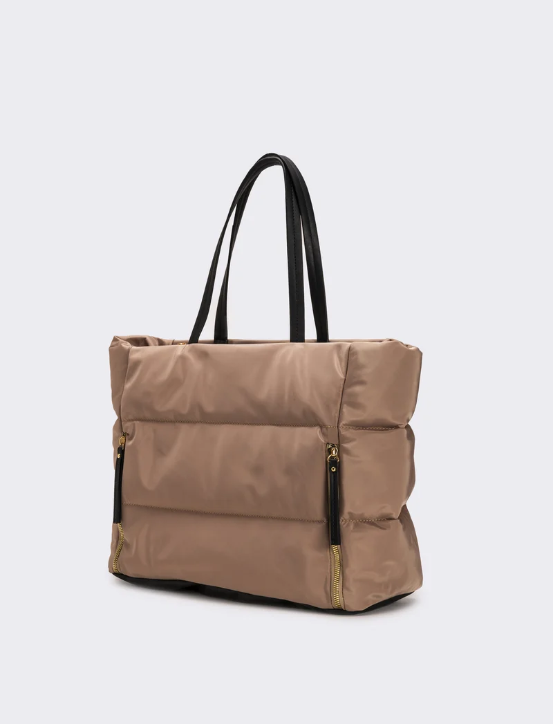 Borsa trapuntata in nylon donna - Beige
