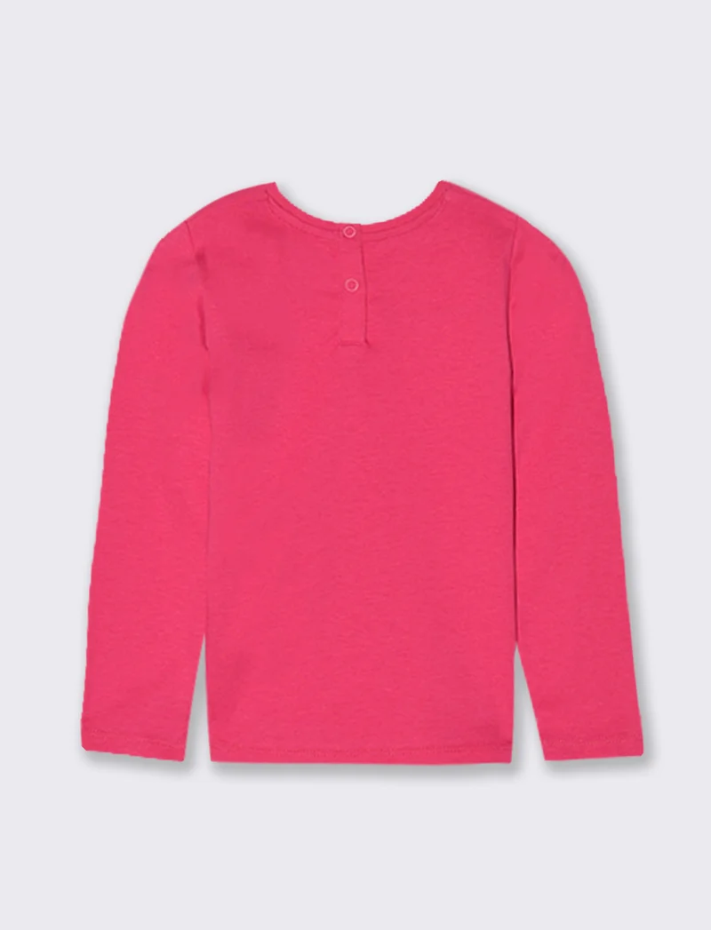 T-SHIRT MANICA LUNGA CON STAMPA - Fuxia