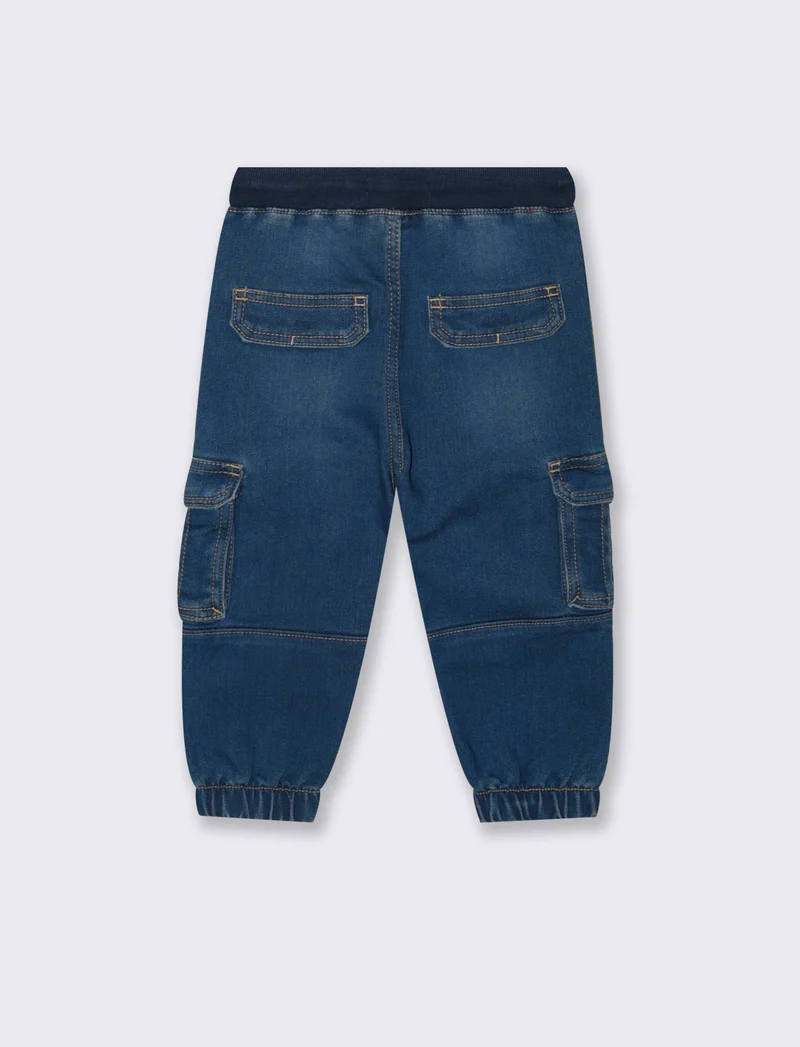 Pantaloni effetto denim con costina - Denim