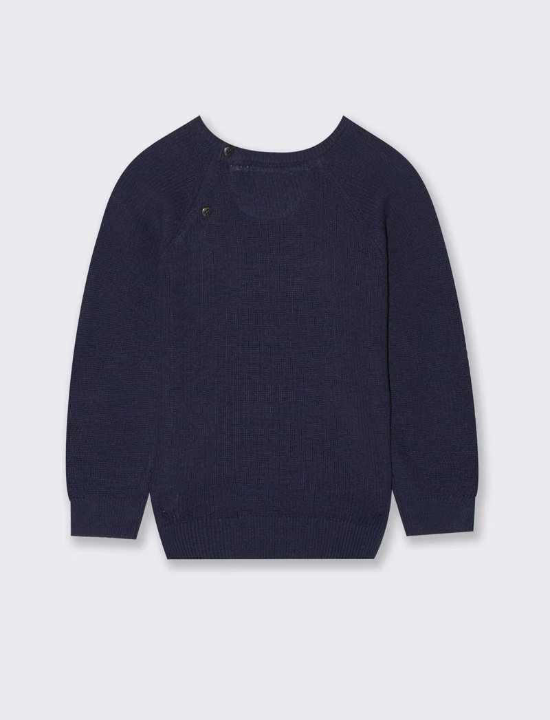 Maglione basico con taschino - Blu