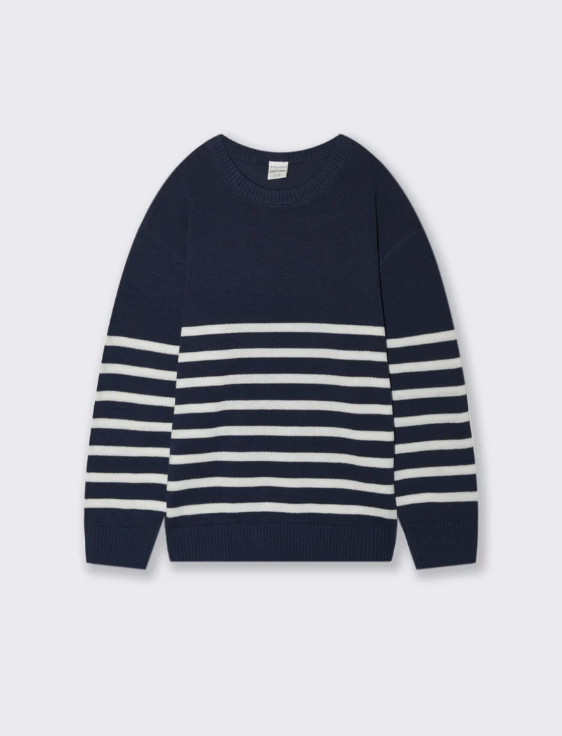 Tricot motivo rigato. - Blu