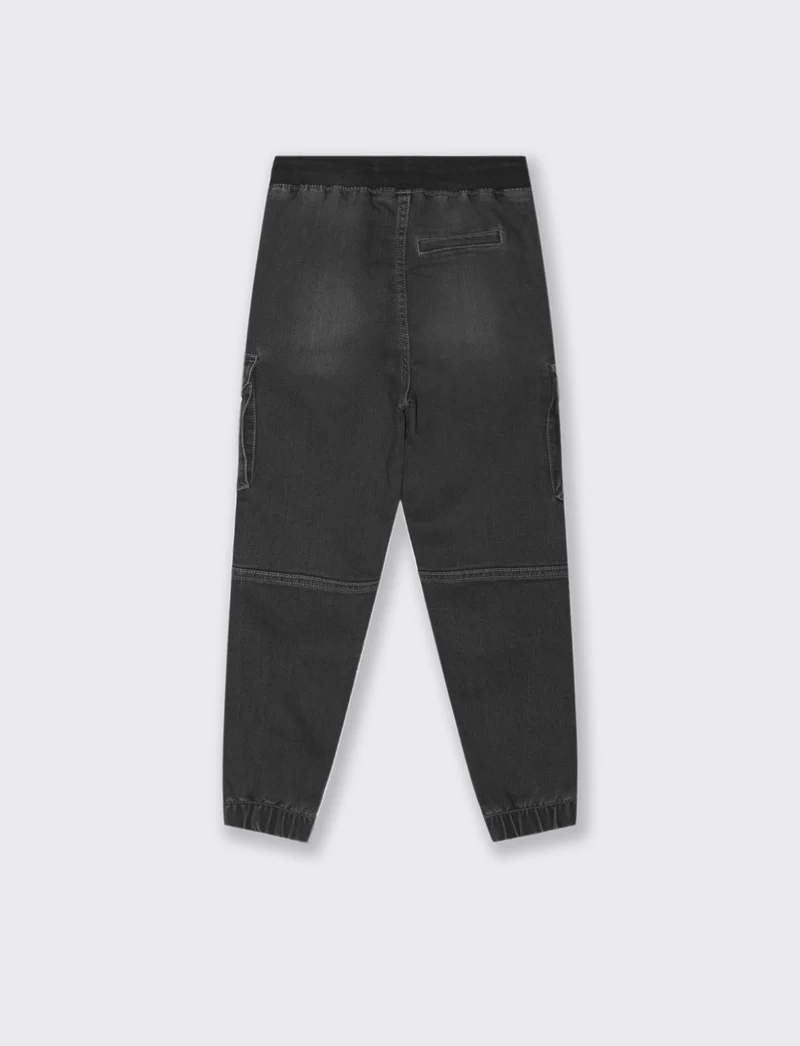 Jogging in denim con tasconi. - Grigio