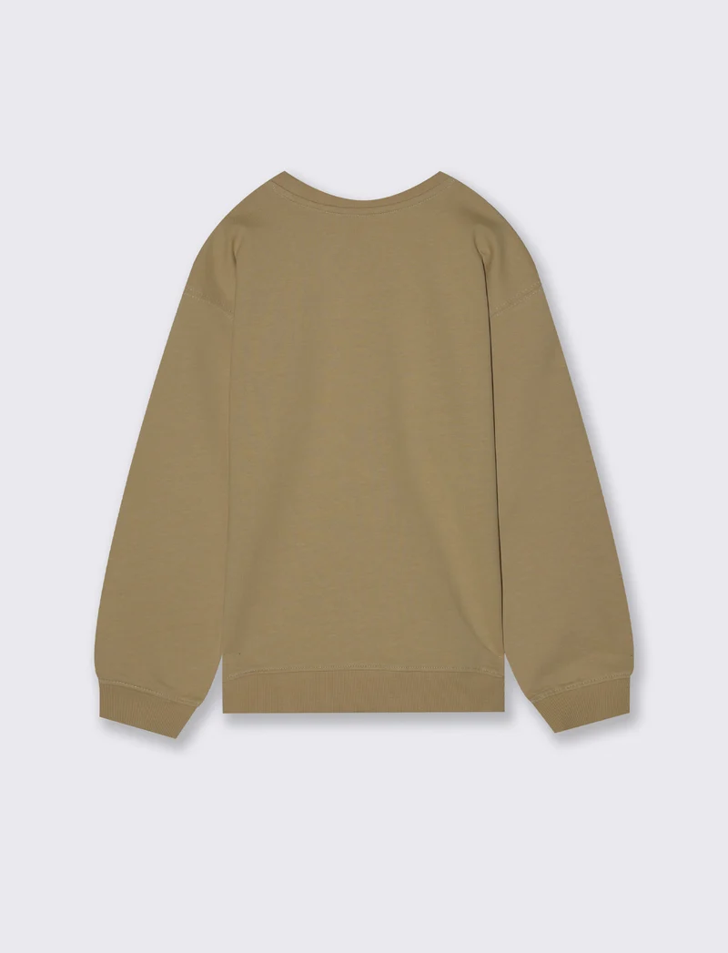 CALDA FELPA GIROCOLLO CON STAMPA - Beige