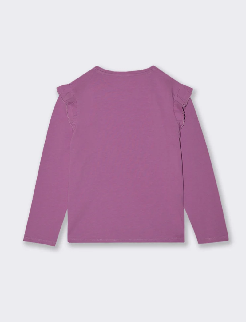 Maglietta manica lunga girocollo. - Viola malva