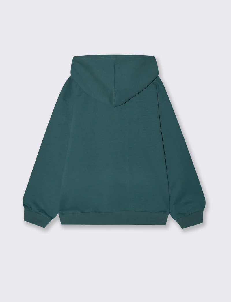 FELPA BASIC CON CAPPUCCIO - Verde
