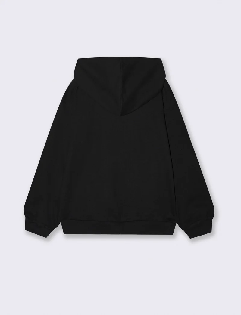FELPA BASIC CON CAPPUCCIO - Nero