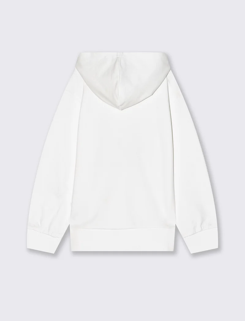 Felpa con ricamo frontale. - Bianco latte