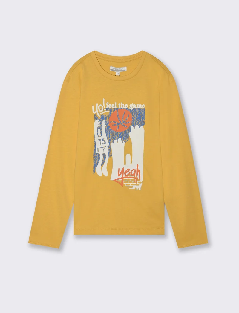 T-shirt in jersey con stampa. - Ocra