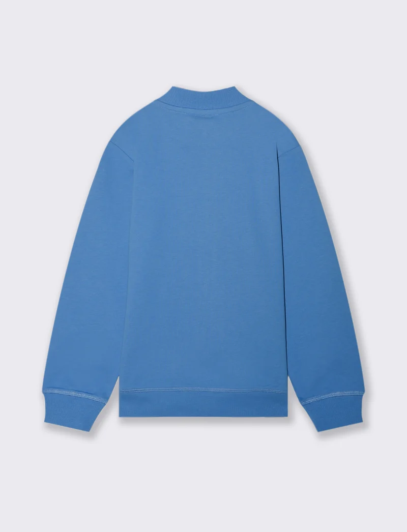Felpa collo alto con zip. - Blu oceano