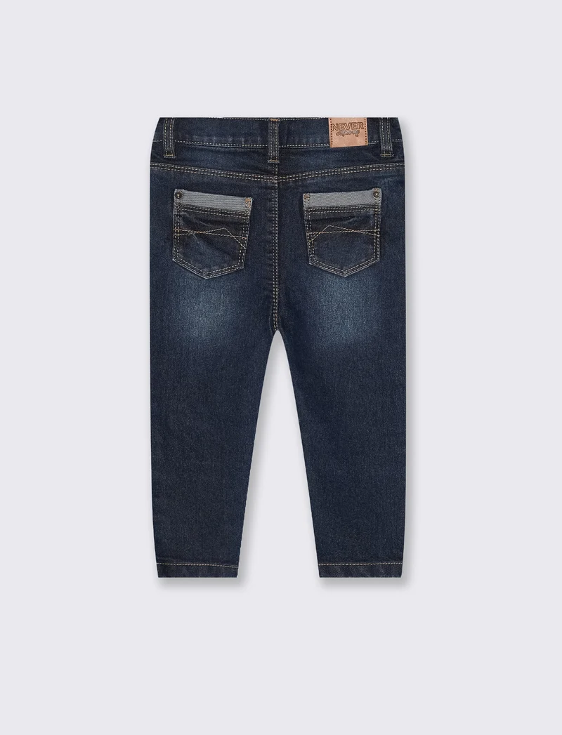 Jeans elastico con rotture - DENIM SCURO