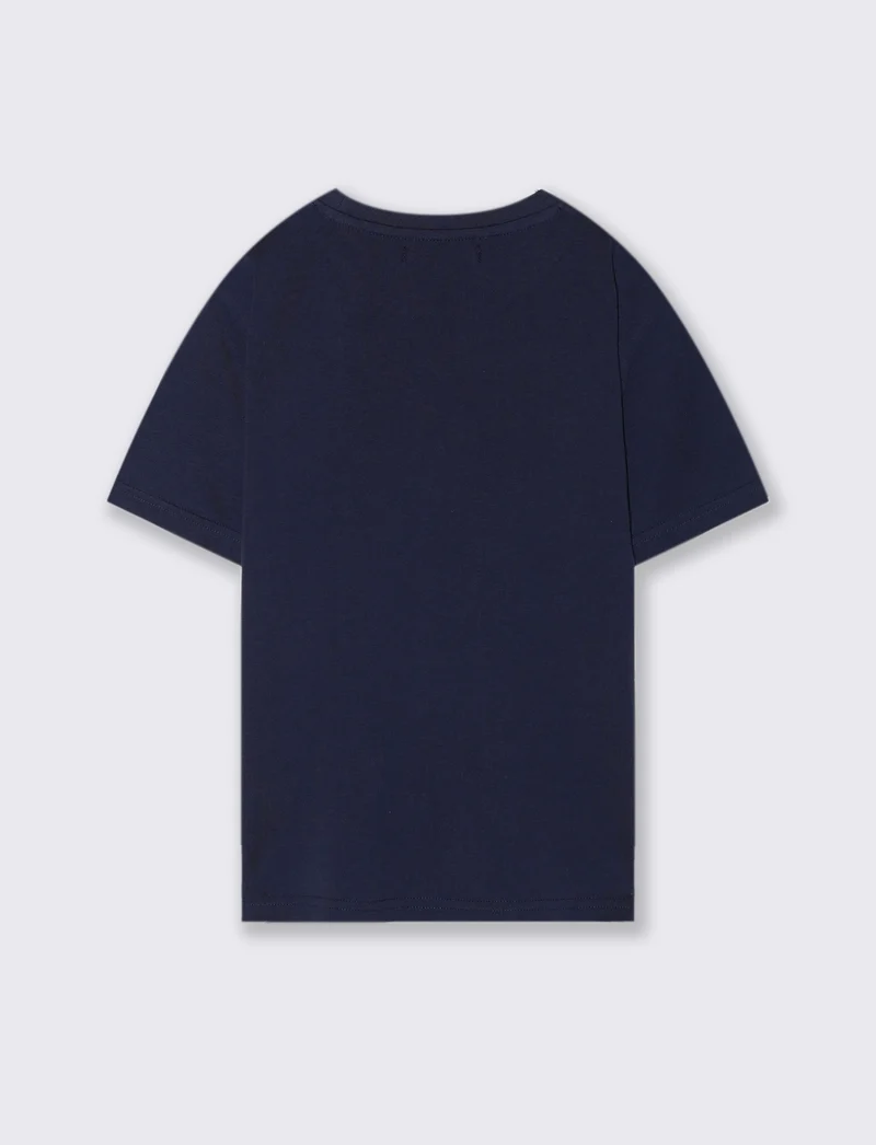 T-SHIRT GIROCOLLO CON TASCHINO - Blu