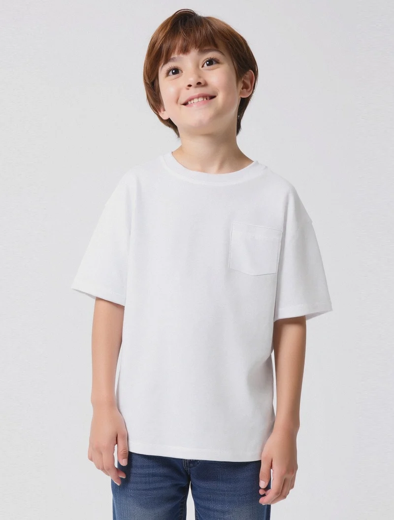 T-SHIRT GIROCOLLO CON TASCHINO - Bianco