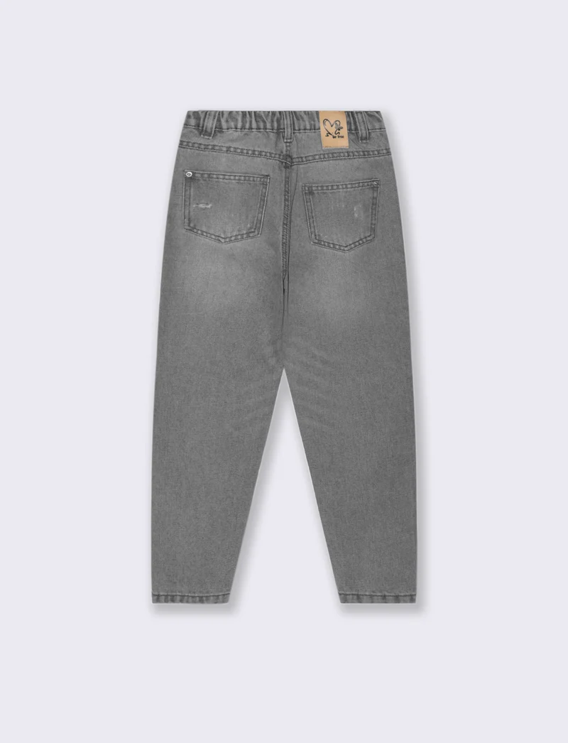 Jeans 5 tasche da bambina. - Grigio