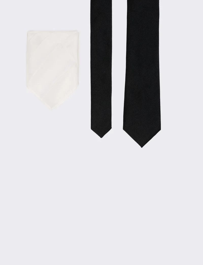 Cravatta uomo 6,3cm + pochette - Nero