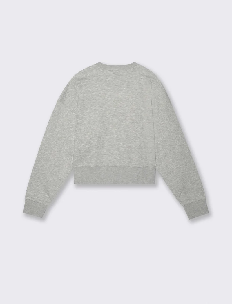 FELPA CROP CON STAMPA - Grigio melange