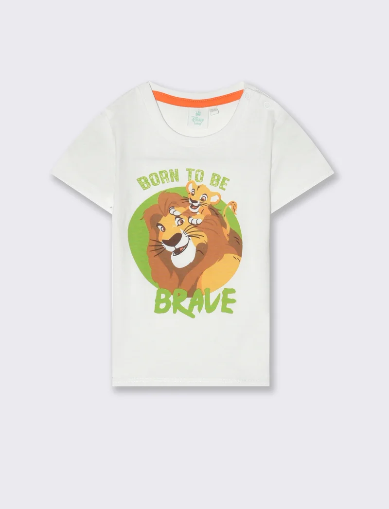 T-shirt con stampa Re Leone da neonato - Bianco