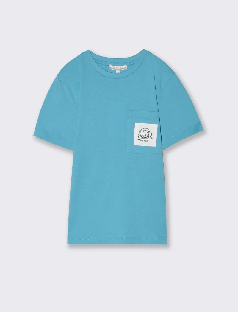 T-shirt con taschino da bambino - Turchese