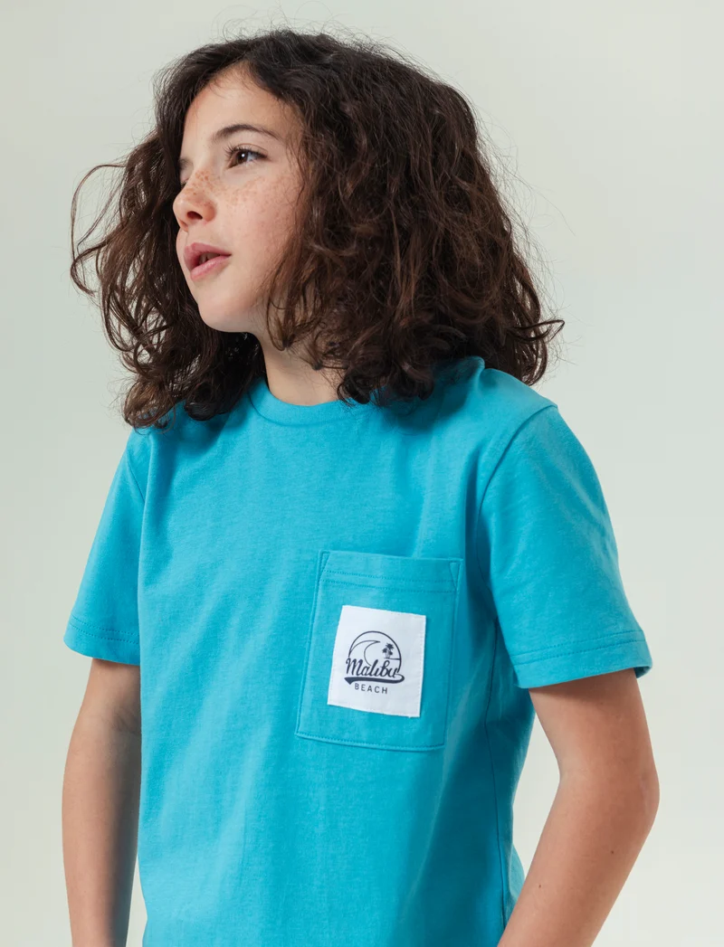 T-shirt con taschino da bambino - Turchese
