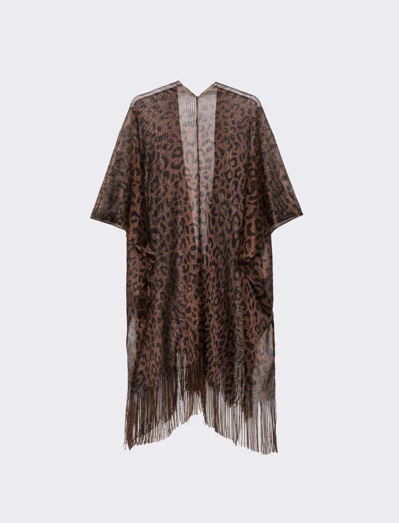 Copricostume mare donna in rete animalier - Marrone