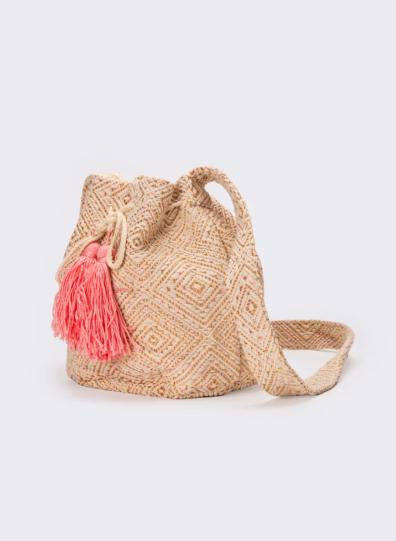 Tracolla donna in secchiello con nappa - Rosa