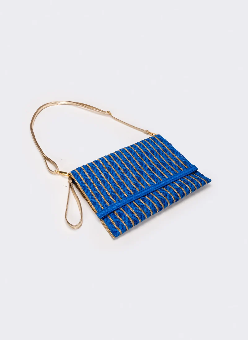 Pochette donna in carta con maniglia e tracolla - Blu
