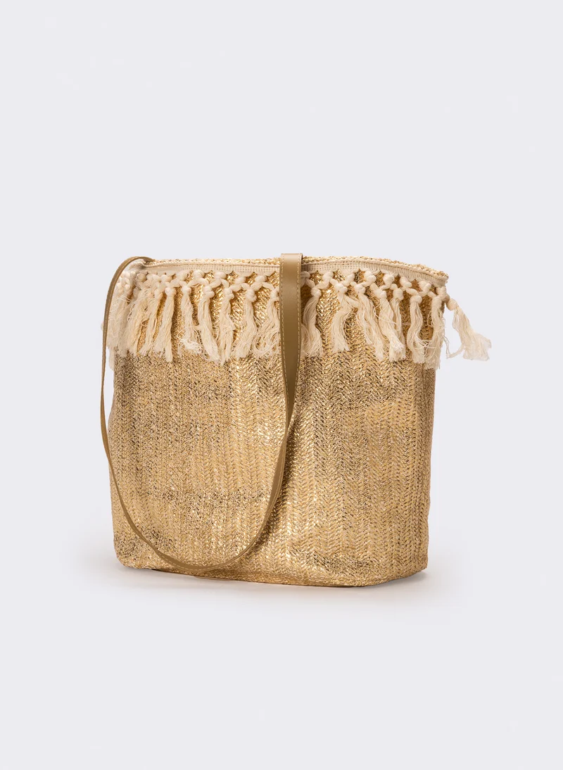 Shopper etnica donna con frange - Oro
