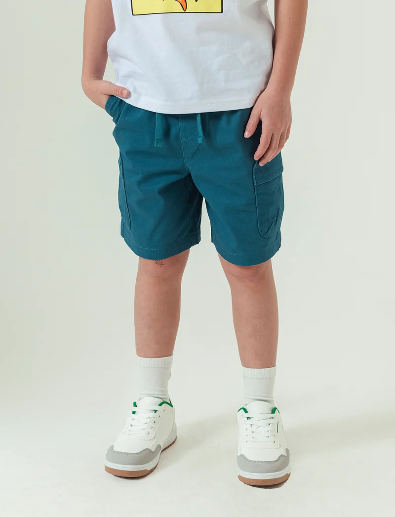 Bermuda cargo in cotone da bambino - Verde Ottanio