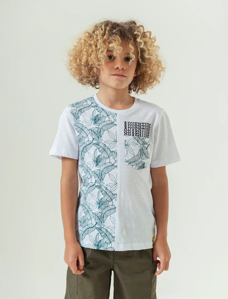 T-shirt stampa jungle da bambino - Bianco