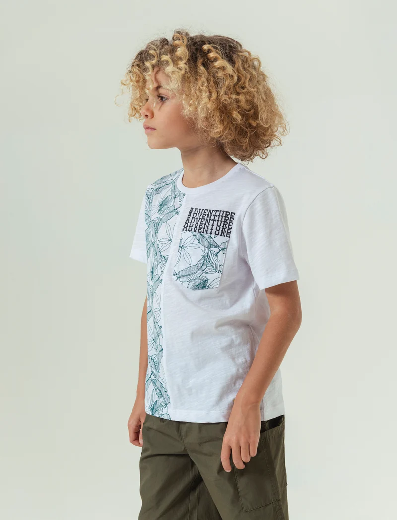 T-shirt stampa jungle da bambino - Bianco