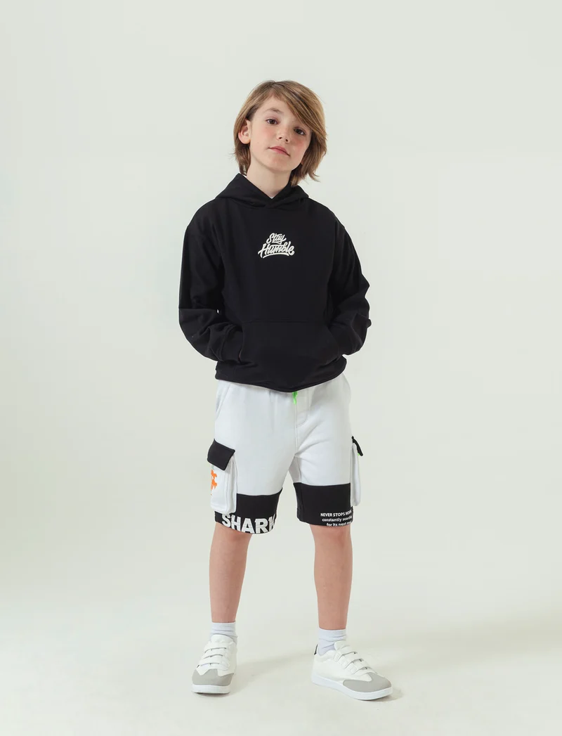 Bermuda tasconi a contrasto da bambino - Bianco