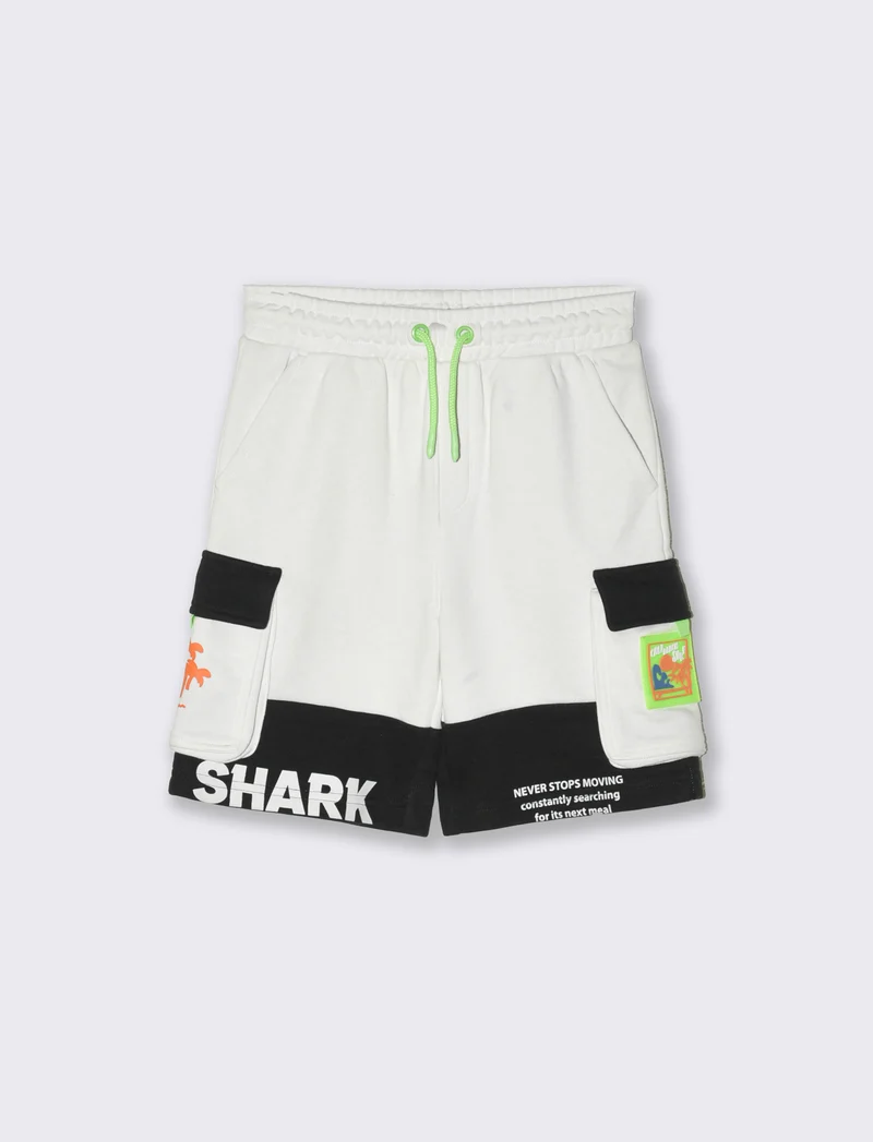Bermuda tasconi a contrasto da bambino - Bianco