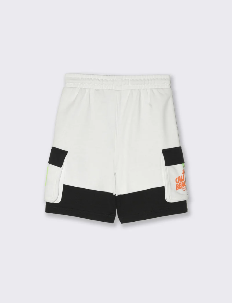 Bermuda tasconi a contrasto da bambino - Bianco