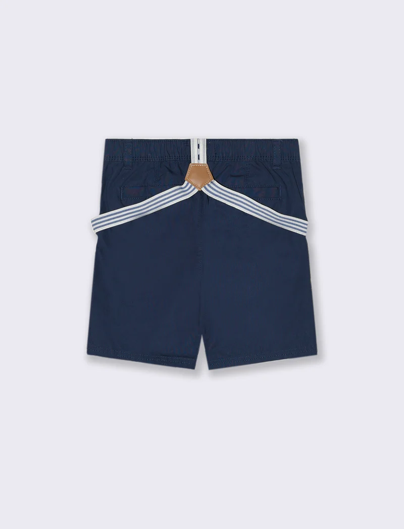 Bermuda con bretelle da neonato - Blu