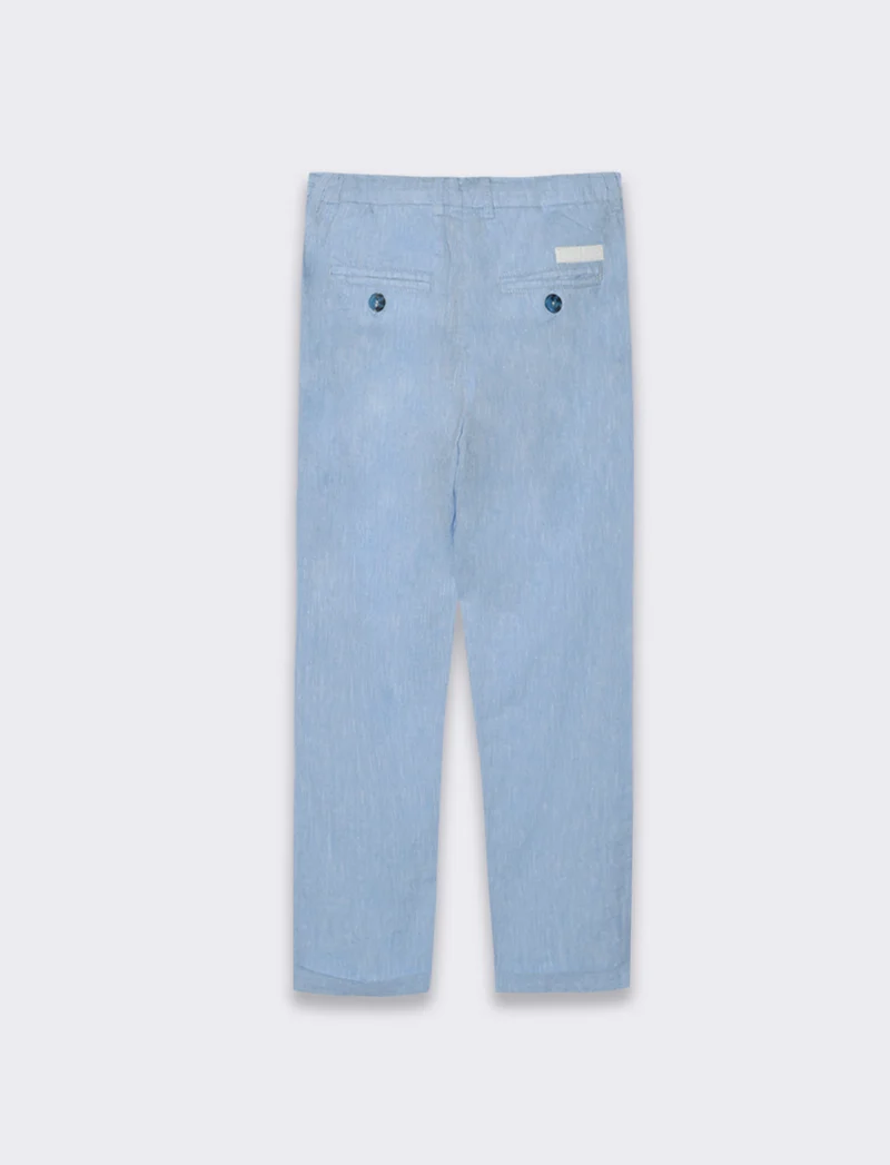Pantaloni in lino da bambino - Celeste