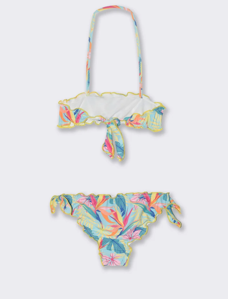 Costume arricciato da bambina - Verde acqua