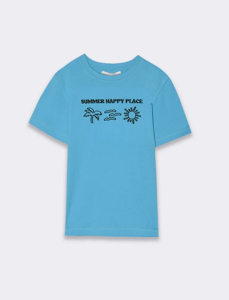 T-shirt con patch da bambino - Turchese
