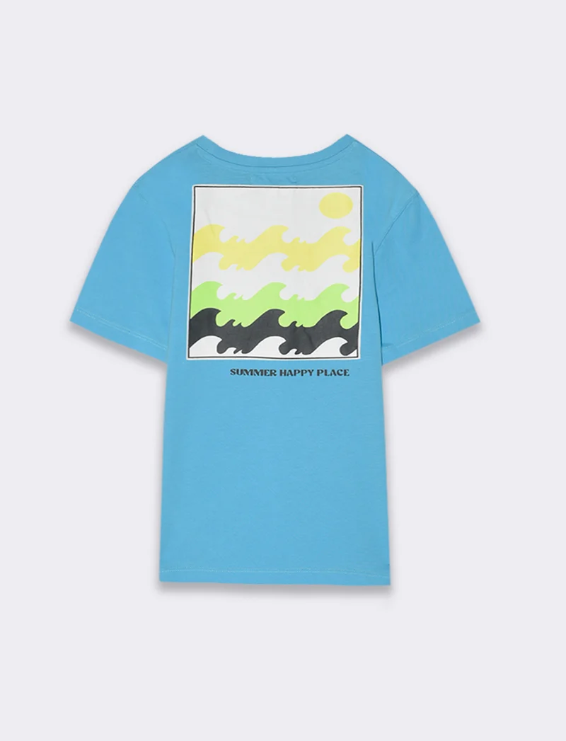 T-shirt con patch da bambino - Turchese