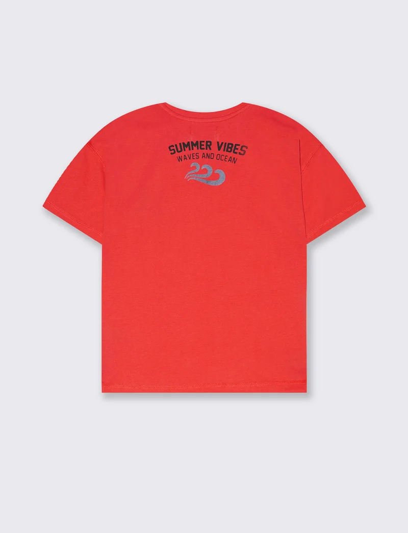 T-shirt over size da bambino - Corallo