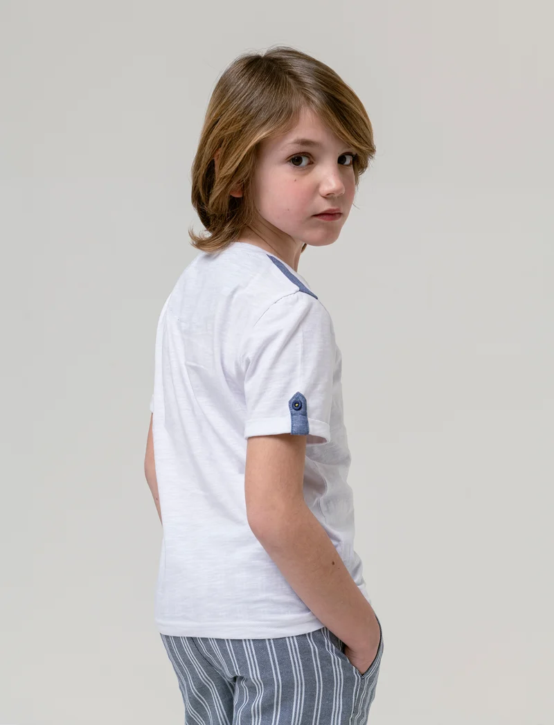 T-shirt jersey fiammato da bambino - Bianco