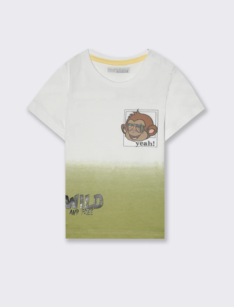 T-shirt stampa sfumata da neonato - Verde salvia