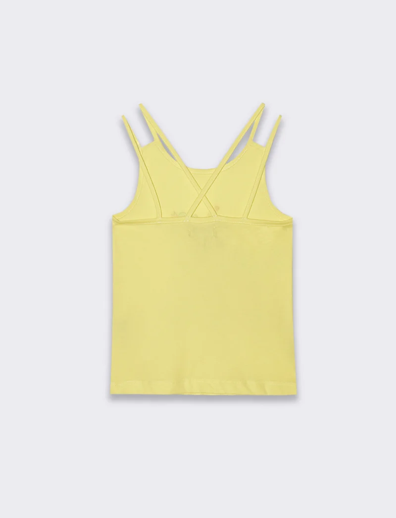 T-shirt stampata con strass da bambina - Giallo limone