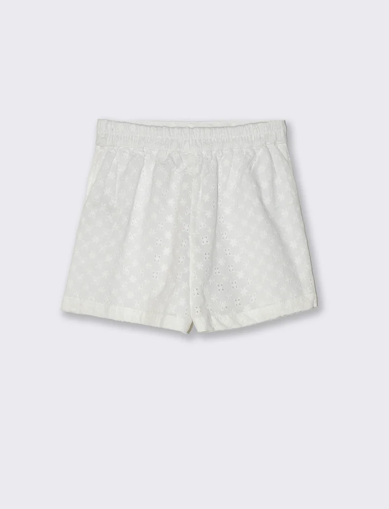 Short in sangallo da bambina - Bianco sporco