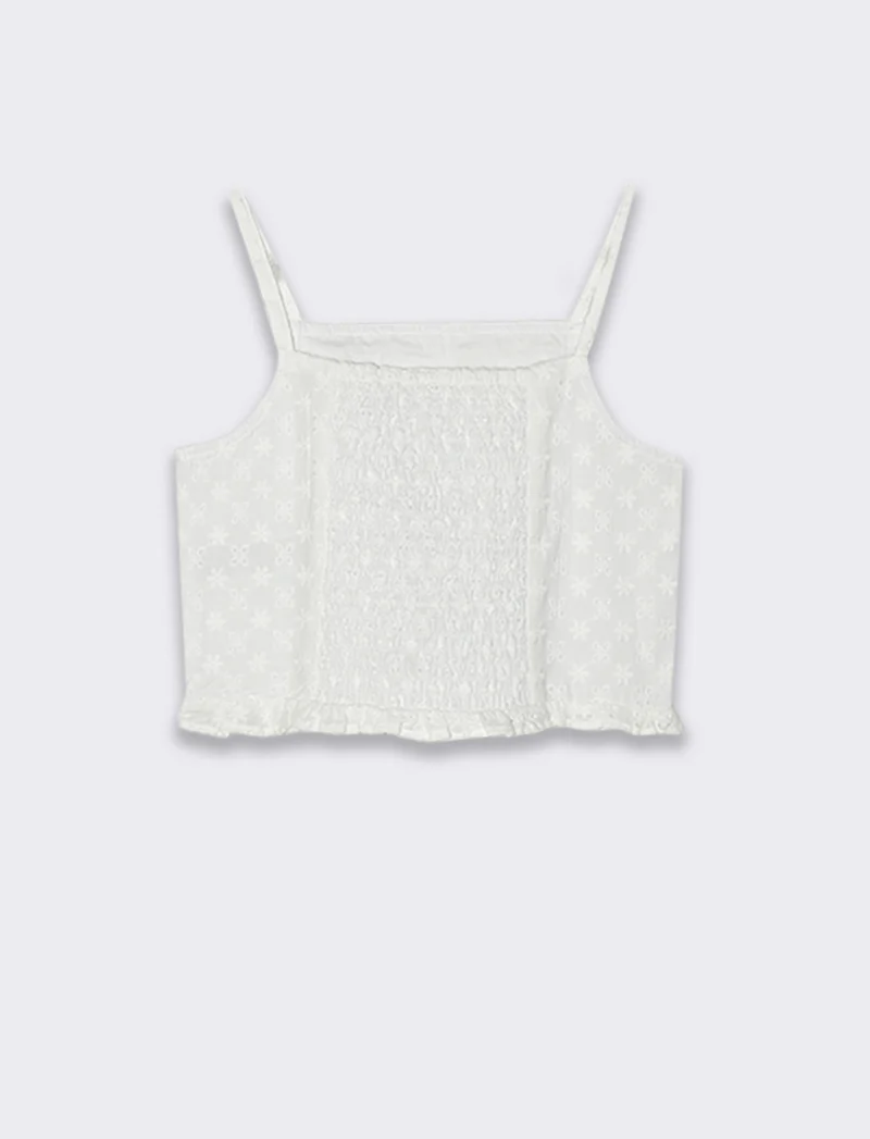 Top in sangallo da bambina - Bianco sporco