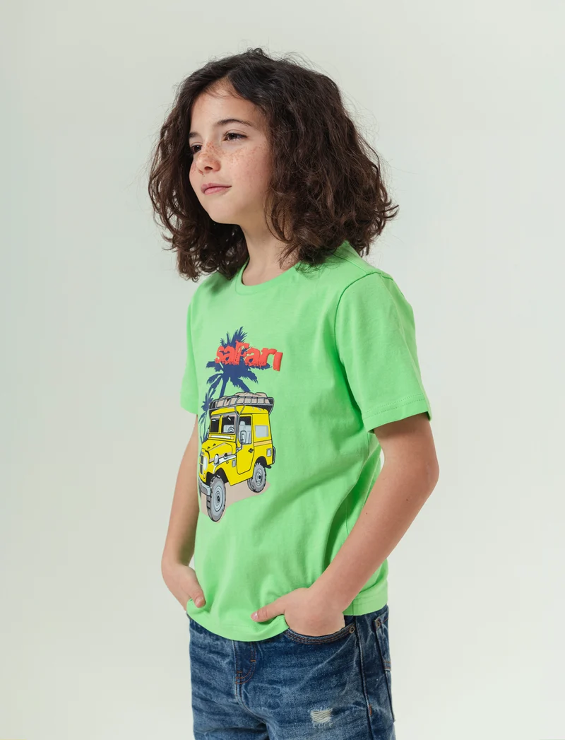 T-shirt basica in cotone da bambino - Verde mela