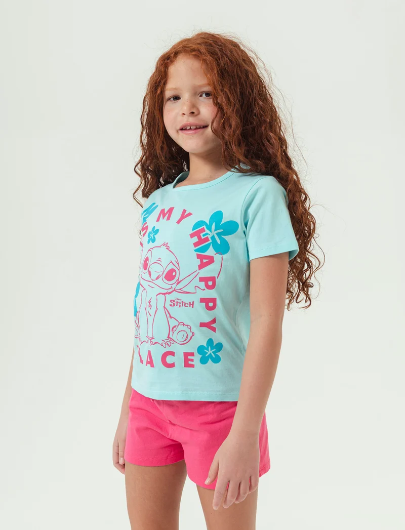 Completo Stitch da bambina - Verde acqua
