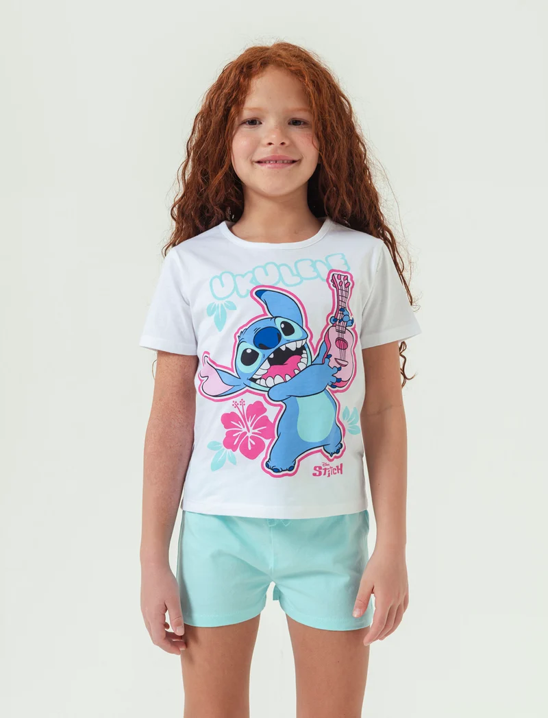 Completo Stitch da bambina - Bianco