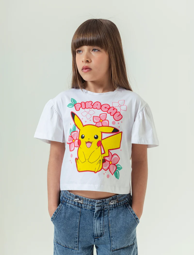 T-shirt tema Pokemon da bambina - Bianco